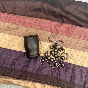 Beautiful Standard size shower curtain with Brozne cup and shower hooks included